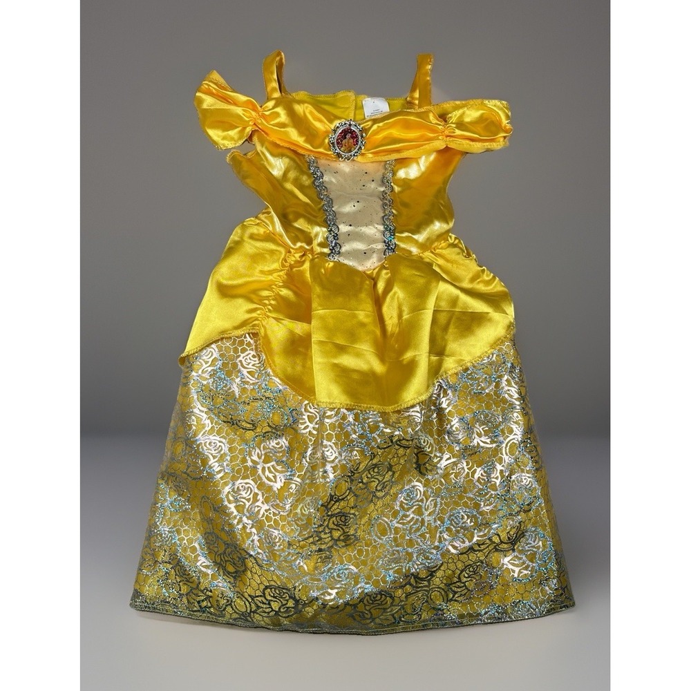Disney Belle Princess Costume Dress Girls 4-6X Yellow Sequin Rose Gown Jakks